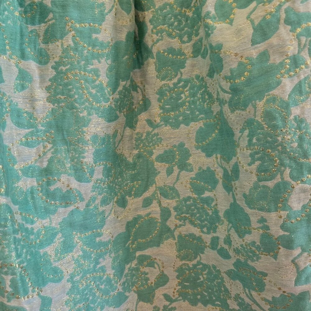 J Howard Brocade Fit & Flare Sleeveless Dress Aqua Floral Metallic Size 8 - Picture 3 of 10